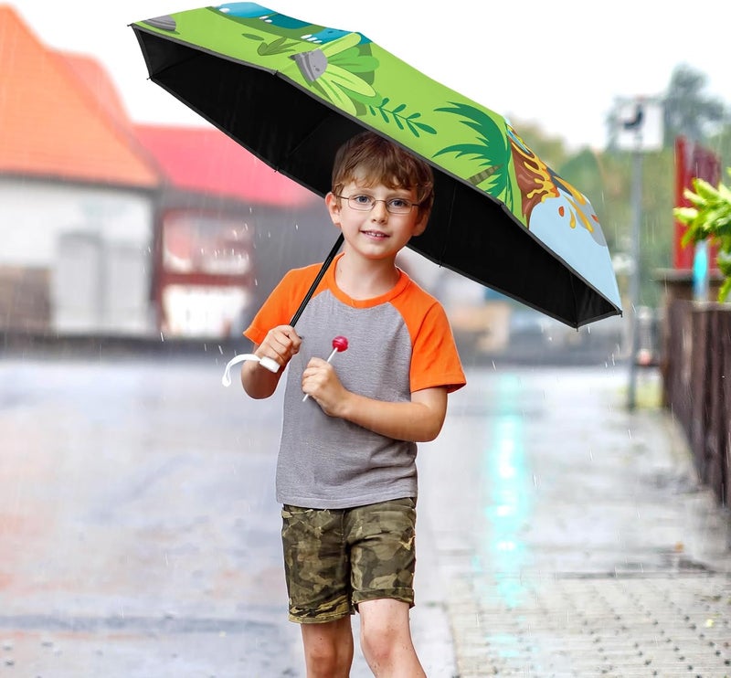 Decalsweet Kids Folding Umbrella Auto Open/Close Anti-rebound Safe Design UV Resistant Automatic Children Travel Umbrellas 8 Rib Reinforced Canopy 360° Reflective Strip Lightweight Cute Umbrella for Girls & Boys - Image 3
